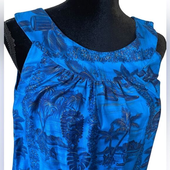 Vintage 60s/70s Hawaiian Block Print Beach Dress - Picture 2 of 10